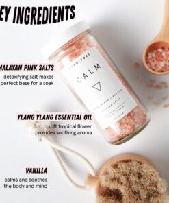 HERBIVORE Calm Soaking Bath Salts – Natural Himalayan Pink Salt, Moisturizing + Relaxing, Ylang Ylang & Vanilla, Plant-Based, Vegan, Cruelty-Free, 8 oz 12 71acE4MKSL
