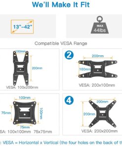 Full Motion TV Monitor Wall Mount Bracket Articulating Arms Swivel Tilt Extension Rotation for Most 13-42 Inch LED LCD Flat Curved Screen TVs & Monitors, Max VESA 200x200mm up to 44lbs by Pipishell 30 71acQwy5pEL
