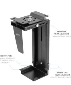 Alternative view of VIVO Adjustable Under Desk and Wall PC Mount, Computer Case CPU Holder with Swivel Action and Secure Locking, Black, MOUNT-PC01