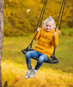 Sorbus Saucer Tree Swing- Kids Outdoor Disc Round Swing - 24" Heavy Duty 220lbs Seat- Easy Install Flying Saucer Web Circle Swing- Perfect for Gift,Playground, Birthday, Xmas, IndoorOutdoor Tire Swing Net Seat 24 inch 22 71adid5oWFL