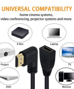 Poyiccot HDMI 2.0 Extension Cable 90 Degree, 2 Feet / 60cm HDMI Extender High Speed Left Angle HDMI Male to Female Extension Cable 60Hz, 4K 2K (F/M Left) 9 71aeQp6KMQL