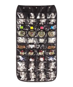 Hanging Jewelry Organizer, Dual Sided Closet Organizers, Earrings Bracelet Necklace Socks Pantyhose Storage Display Bag (Black (40 Pockets & 20 Hook-and-Loop Tabs)) Black (40 Pockets & 20 Hook-and-Loop Tabs) 16 71aelsL9WDL 1