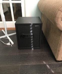 Amazon Basics Steel Home Security Safe with Programmable Electronic Keypad Lock, Secure Documents, Jewelry, Valuables, 1.52 Cubic Feet, Black, 13.8"W x 13"D x 16.5"H 53 71aetZ7nTL