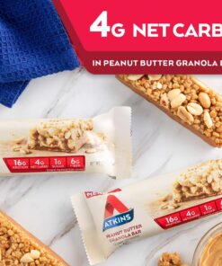 Atkins Peanut Butter Granola Protein Meal Bar, High Fiber, 16g Protein, 1g Sugar, 4g Net Carb, Meal Replacement, Keto Friendly, 5 Count 14 71afSkDiPQL