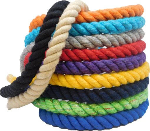 Ravenox Natural Twisted Cotton Rope | Made in The USA | Strong Triple-Strand Cordage for Sports, Décor, Pet Toys, Crafts, Macramé & Indoor Outdoor Use| by The Foot & Diameter (Multiple Color) Royal Blue 1/4 Inch x 600 Feet