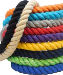 Ravenox Natural Twisted Cotton Rope | Made in The USA | Strong Triple-Strand Cordage for Sports, Décor, Pet Toys, Crafts, Macramé & Indoor Outdoor Use| by The Foot & Diameter (Multiple Color) Blue Glitter 1/4 Inch x 100 Feet
