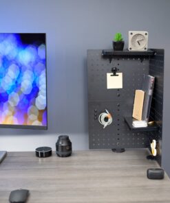 VIVO Steel Clamp-on Desk Pegboard, 24 x 20 inch Privacy Panel, Magnetic Peg Board, Office Accessory Organizer, Above or Below Desk Placement, Black, PP-DK24B 24" 17 71agcJQ8XNL