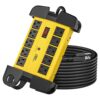 CRST 10-Outlets Heavy Duty Power Strip Metal Surge Protector with 15 Amps, 15-Foot Power Cord 2800 Joules for Garden, Kitchen, Office, School, ETL Listed(3165047) (10-Outlet, Yellow) 15FT 9 71agzDASxbL