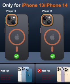 Alternative view of JAME Magnetic for iPhone 13 Case & iPhone 14 Case, [Compatible with Magnetic] [Shockproof Military-Grade Protection] Slim Non-Slip Translucent Matte Phone Case for iPhone 13/iPhone 14 6.1″, Orange for iPhone 13/14