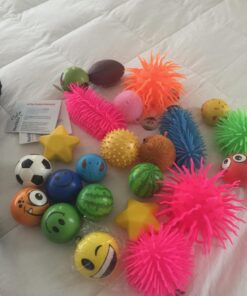 Neliblu 12 pcs Stress Balls for Kids and Adults, 6.5x6x3.2 inches - Bulk Anxiety Relief Toys - Set of Relaxing Sensory Squeeze Puffer Balls - Calming Fidget Squishy - Funny Small Spiky Squishies Pack size - 12 21 71aiOfFWasL