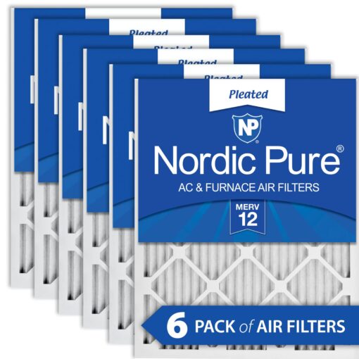 Nordic Pure 20x25x1 MERV 12 Pleated AC Furnace Air Filters 6 Pack 6 Count (Pack of 1) Air Filter