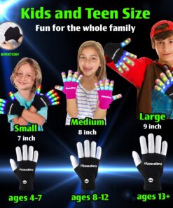 The Noodley LED Light Up Gloves for Kids Toys Games Outdoor Boy Girl Glow Dark Costume Autistic Child Teen Adult Sizes Black Small 25 71akHmRUP2L