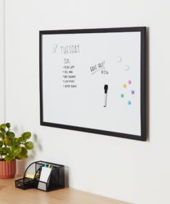 Amazon Basics Magnetic Dry Erase White Board, 35 x 23-Inch Whiteboard - Black Wooden Frame 23"x35" Magnetic, Wood Frame 31 71akxU3Rs1L