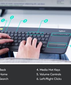 Logitech K400 Plus Wireless Touch With Easy Media Control and Built-in Touchpad, HTPC Keyboard for PC-connected TV, Windows, Android, Chrome OS, Laptop, Tablet - Black Floral 37 71al70zP7QL