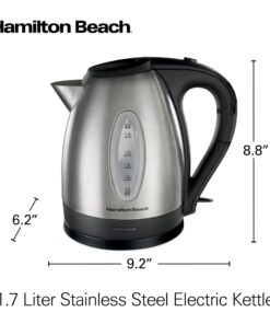 Hamilton Beach Electric Tea Kettle, Water Boiler & Heater, 1.7 Liter, Cordless Serving, 1500 Watts for Fast Boiling, Auto-Shutoff and Boil-Dry Protection, Stainless Steel (40880) 1.7 L 32 71alWtPND0L