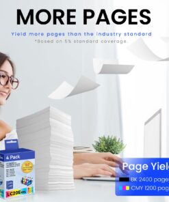 LC20E 4PK Super High Yield XXL Ink Compatible for Brother LC20E LC20EXXL Ink Cartridges use with Brother MFC-J775DW MFC-J775DW XL, MFC-J5920DW MFC-J5920DW XL, MFC-J985DW MFC-J985DW XL Printer 9 71alrGsRHaL