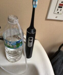Water Dental Flosser with Electric Toothbrush, One Switch Between Tooth Brush & Water Floss, 3 in 1 Teeth Cleaning Kit with 4 Modes, Water Flosser Portable for Travel and Home (Black) Black 36 71amuB0PoaL