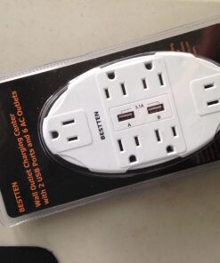 BESTTEN USB Wall Outlet Surge Protector with 2.4A Dual USB Charging Ports and 6 Grounded Outlets, 15A/125V/1875W, ETL Listed, White 1 39 71amzbfTYlL