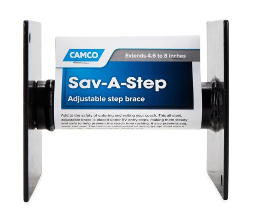 Camco Camper/RV Save-A-Step Brace | Stabilizes RV Steps & Protects Camper Step from Sag and Wear | Features 1,000lb Load Rating & Adjusts from 4-5/8” to 8” | Crafted of Heavy-Gauge Steel (43681) 4-5/8" - 8" Brace