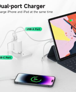 USB C Charger, Deegotech 20W PD iPhone Fast Charger, Dual Port Foldable Plug Type C Charger Compatible with iPhone 14/14 Pro/14 Pro max/13 Pro max/12/11/X/SE3, iPad Pro White 1Pack 22 71aoP0ivySL