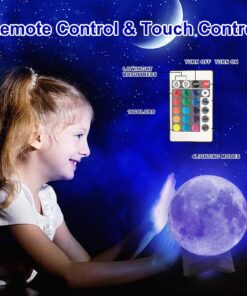ZHOPPY Moon Lamp, 4.8Inches 16 Colors LED Night Light 3D Printing Moon Light with Stand & Remote/Touch Control and USB Rechargeable, Moon Light Lamps for Kids Friends Lover Christmas Gifts 4.8in Multi-colored 8 71aovcamWL