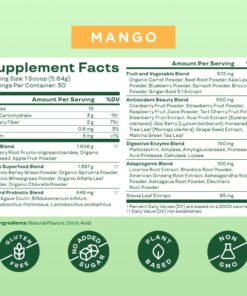 Bloom Nutrition Super Greens Powder Smoothie & Juice Mix - Probiotics for Digestive Health & Bloating Relief for Women, Digestive Enzymes with Superfoods Spirulina & Chlorella for Gut Health (Mango) Mango 30 Servings (Pack of 1) 12 71ap4crblpL