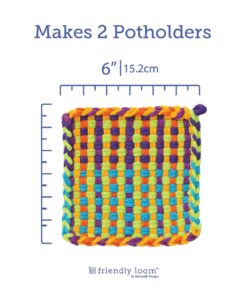 Friendly Loom 7" Potholder Kit Green Metal Loom and Bright Rainbow Color Cotton Loops, Makes 2 Potholders, MADE IN THE USA by Harrisville Designs. Multicolor 34 71ap8QWY L