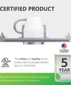 Sunco 12 Pack 4 Inch Recessed Lighting Housing Can Light New Construction, Air Tight Steel Ceiling Can, 120-277V, Hard Wired, TP24 Connector, Easy Install, IC Rated, UL Listed 12 71arvnuJc4L