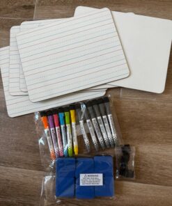 6 Pack Dry Erase Boards, 9"x12" Double Sided Small Whiteboards with Lines for Kids, Students, Education Teacher Classroom, Mini Portable Drawing Learning Lapboards with 7 Colors Pens, 6 Erasers 6 Pack Plain/Lined 27 71as0IwgQKL