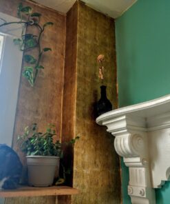 ROSEROSA Peel and Stick PVC Metallic Self-Adhesive Wallpaper Covering Counter Top Shelf Liner Lime Gold (NI941 : 2.00 Feet X 6.56 Feet) 43 71askCw v5L