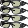 DLP LINK 144 Hz Ultra-Clear HD 4 PACK 3D Active Rechargeable Shutter Glasses for All 3D DLP Projectors - BenQ, Optoma, Dell, Mitsubishi, Samsung, Acer, Vivitek, NEC, Sharp, ViewSonic & Endless Others! 27 71at61jFPCL