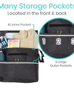 Vive XL Wheelchair Bag - Waterproof, Scratch-Resistant, Double-Stitched, Machine Washable Accessory for Adults, Seniors, 15 Colors - Storage Walker Backpack to Hang on Back of Wheel Chair Black 18 71atn32aEAL