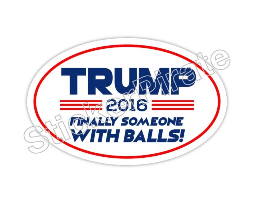 *Oval Car Magnet* Trump 2016 Finally Someone with Balls! Trump 2016 Bumper Sticker Magnet O118