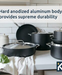 Kitchara Hard Anodized Non Stick Cookware Set - Nonstick, Oven Safe & Non Toxic Pots and Pans - Professional Chef Quality 10 Piece Set with with Frying Pans, Saucepans, Saute Pan, and Stockpot Non Stick Hard Anodized Aluminum 13 71au3s6aCWL