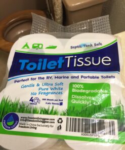 Freedom Living Septic Tank Safe Toilet Tissue (2-Ply, 4 Rolls, 500 Sheets each) For RV, Camping & Marine, Biodegradable,-Natural Alternative to Septic System Treatment Chemicals, Cleaner 4 Count (Pack of 1) 28 71avD2xgKJL