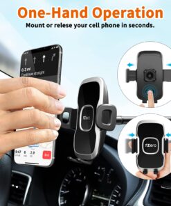 1Zero Solid Car Truck Phone Mount Holder with 14-Inch Gooseneck Long Arm, Windshield Window Mobile Holders w/Industrial-Strength Suction Cup, Anti-Shake Stabilizer Compatible All Cell Phones iPhone Black Mirror Surface with Silver Ring 24 71aw52o6kL