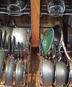 Rev-A-Shelf 2-Tier Kitchen Cabinet Pull Out 12" Cabinet Organizer for Pots, Pans, and Lid Cookware, Adjustable Heavy Duty Wire, Chrome, 5CW2-1222-CR 12 in. 68 71awMz3t2eL