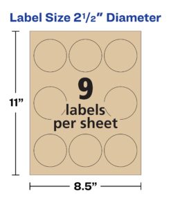 Avery 2.5" Round Labels -- Make Homemade Jar Labels, Gift Tags and Thank You Tags, 225 Kraft Brown Labels (22808) 225 labels 21 71axFzbsjaL