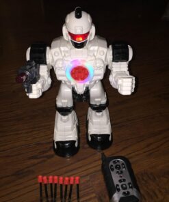 WolVolk 10 Channel Remote Control Robot Police Toy with Flashing Lights and Sounds, Great Action Toy for Boys 42 71axmulYipL