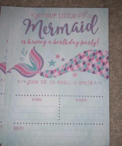 Your Main Event Prints Mermaid Birthday Invitations, Pink and Purple, 20 Fill In Mermaid Party Invitations 16 71axqGVpWzL