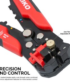 NEIKO 01924A 3-in-1 Automatic Wire Stripper, Cutter, and Crimping Tool, Auto Self-Adjusting Pliers that Cut up to 10 AWG 3-in-1 Auto Wire Strippers, Red 17 71ayiMu01L