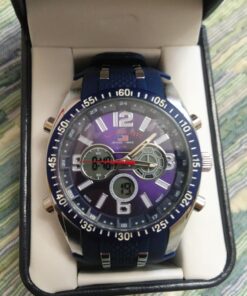 U.S. Polo Assn. Sport Men's US9284 Blue and Silver-Tone Analog/Digital Chronograph Watch 33 71b C4UbMhL