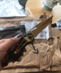 MTECH USA MT-A705 Series – Spring Assisted Folding Knife, Pocket Clip, Tactical, EDC, Self Defense Black/Gold 4.5-inch closed 42 71b0Fb4xaEL