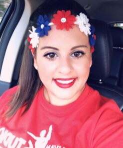 LUX ACCESSORIES Floral Flower Crown Stretch Headband Blue,White,Red 27 71b0Qhn HLL