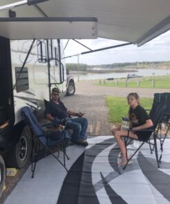 Stylish Camping Outdoor Patio / RV Camping Mat - Swirl (Black/White, 9-Feet x 12-Feet) 9x12 Black/White 29 71b0Tbs50tL