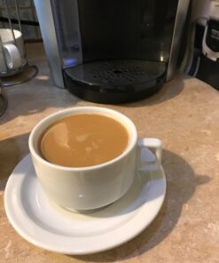 HIC 9-Piece Stackable Cappuccino Coffee Tea Set, Fine White Porcelain, Set Includes 4 (7-Ounce) Cups with Matching Saucers and Metal Stand, Gift Boxed 24 71b0wwGxBjL