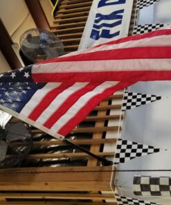 Premium American Flag 3x5' - 100% Made in the USA - Durable, Long Lasting, Bright & Vivid Nylon Material - Densely Embroidered Stars, Sewn Stripes with Lock Stitching, Four Rows of Lock Stitching on the Fly End, Tough Enough for Both Commercial and Res... 20 71b1Vmy9tnL