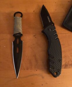 Whetstone Cutlery S-Force Kunai Knives - 12-Pack Black and Green Stainless-Steel Ninja Throwing Knife Set with Cord-Wrapped Handles and Carry Case 40 71b1kvTvIiL