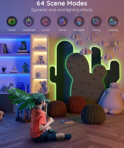 Govee 32.8ft Color Changing LED Strip Lights, Bluetooth LED Lights with App Control, Remote, Control Box, 64 Scenes and Music Sync Lights for Bedroom, Room, Kitchen, Party, 2 Rolls of 16.4ft 23 71b27HatmtL