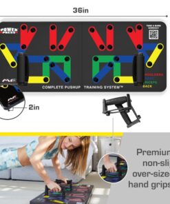 POWER PRESS Push Up Board – Home Workout Equipment, Push Up Bar with 30+ Color Coded Combo Positions for Exercise – Portable Gym Accessories for men and Women, Strength Training Equipment, Original Single Pack 24 71b2HA6OWKL